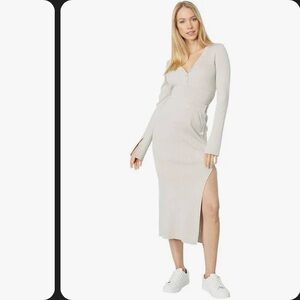 Monrow Women's Ribbed Henley Sweater and skirt set